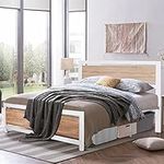 Bed Frame with Industrial Wooden He
