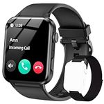 IOWODO Smart Watch for Men Women - 1.85''HD Screen with Make and Answer Calls, with AI Voice Assistant, SpO2/Heart Rate/Sleep Monitor, 100+ Sports Modes, Smartwatch for Android and iOS (2 Straps)
