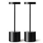 Ophouliy Cordless Table Lamps Rechargeable 2 Pack, 5000mAh Battery Operated LED Touch Lamps, IP54 Waterproof Portable Wireless Table Lights for Outdoor Patio Bar Restaurants Bedroom Bedside (Black)