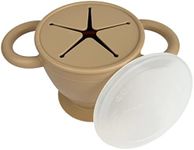 BraveJusticeKidsCo. | Snack Attack II Snack Cup | Collapsible Silicone Snack Container | Toddler and Baby Snack Catcher Lid (Warm Sand)