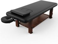 Wood Heavy Duty Stationary Massage Table with Adjustable Face Pillow and Adjustable Legs for Treatment, Physical Therapy, Spa Facial Professional Massage Bed, Black Leather 31.5'' W x 75.5'' L, 700LBS