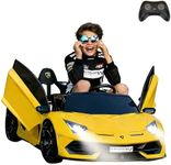 2-Seater Ride on Car 24V Electric Lamborghini for Kids High Speed 13km/h Drift Sports Car with PU Leather Seats w/Adjustable Safety Belt, 2 Speeds Mode, Music, Gifts for Children