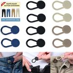 Flexible Button Extender for Pants Waist Extenders for Pants for Men and Women (10-Piece Multiple Colors) Blue Denim Jeans Button Extender, Black & Khaki Pants Waistband Expander by Wardrobe Hackers