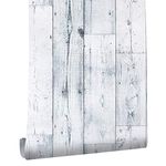 HappyHome Wood Peel and Stick Wallpaper 17.7 x 236inch Thickened Distressed Contact Paper with Self-Adhesive Waterproof Oil-Proof Removable PVC for Bedroom Bathroom Wall Furniture