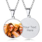 Personalised Round Photo Pendant Necklace Custom Engraved Picture Chain DIY Jewelry for Mens