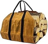 Firewood Log Carrier Bag Large Waxed Canvas Log Tote Outdoor Durable Log Holders Heavy Duty Waterproof Carrying Bag with Handle (93x48cm)