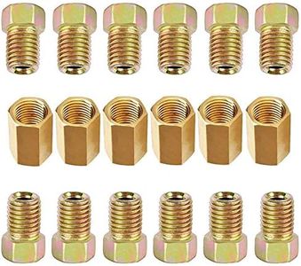 MuHize 3/16 Brake Line Fittings - Premium 18 PCS 3/8' - 24 Threads Brake Fittings Assortment for 3/16' Brake Line Tube (6 Unions, 12 Nuts)