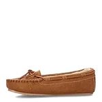 Clarks Women's Suede Moc Indoor and Outdoor Slipper (9 M US, Cognac)