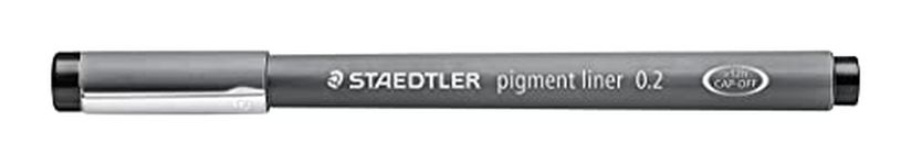 STAEDTLER Pigment Liner Fineliner Pen with Line Width 0.2 mm - Black, Pack of 10