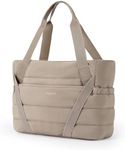 BAGSMART Tote Bag for Women with Zipper, Quilted Tote Bag Gym Tote with Yoga Mat Straps for Travel Sport