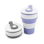 Beowanzk 2 Pack Collapsible Cup Silicone Coffee Cups Travel Mug Reusable Insulated Thermal Camping Mugs Keep Cup for Hot Drinks with Lid Collapsible Leakproof Portable Foldable Personalised Tumbler