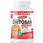 Nutridom Chitosan Supplement 500mg – 95% Acetylated Chitin – North American Source – Non-GMO, Gluten free, Dairy free, Soy free – 120 Veggie Capsules