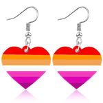 Nanafast LGBT Rainbow Pride Earrings for Women Lesbian Bisexual Pansexual Transgender Nonbinary Asexual Gender Fluid Progress Flag Heart Earrings LGBTQ Pride Jewelry for Pride Month, Acrylic, No