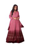 RUDRAPRAYAG Georgette And Santoon Anarkali Long Gown For Women | Semi Stitched Anarkali Gown For Women | Gown In Clothing & Accessories Pink_Free Size