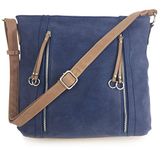 Designer Handbags for Ladies MILANO Large Classic Italian Styled Shoulder Bag/Tote Bag in Beautiful Matt Finish Vintage Faux Nu Buck Leather with Adjustable Shoulder Strap. (Navy Blue)