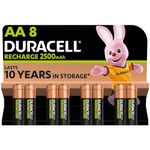 Duracell Rechargeable AA Batteries (Pack of 8), 2500 mAh NiMH, pre-charged, Our No. 1 Longest Lasting Rechargable battery with a 0% plastic 100% recyclable packaging