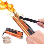 Flint and Steel Fire Starter Kit 7-in-1 XXL Ferro Rod Fire Steel Bushcraft Equipment 17cm, Portable Survival Magnesium Kit with 90cm Waterproof Wick Rope,Multi Tool Scraper, Compass for Camping Hiking