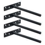 Sayayo Floating Shelf Bracket, Invisible Hidden Heavy Duty Shelf Support for Concealed Wood Shelves Wall Mounted, Metal Matte Black Finish, 4 pcs, EJY8006B-4P(150MM /6-Inch)