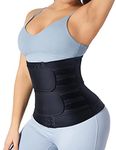 TELALEO Neoprene Waist Trainer for Women Slimming Body Shaper Waist Trimmer Cincher Sweat Belt, Black Double Belt With Hook, X-Large