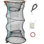 Crab Trap 40 x 80 cm Foldable Bait Fish Trap River Crayfish Trap Crab Trap Foldable for Fishing Crab Shrimp Lobster Eel with Cast Rope Bait Bag (40 x 80 cm with Accessories)