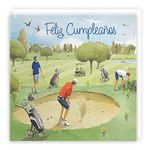 Hunts England - Spanish Birthday Card For Men - Golf Birthday - Milo's Gallery - Fun Card - Spanish Language Golf Birthday Card - Men's Spanish Birthday Card - Feliz Cumpleaños