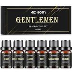 Gentlemen's Essential Oils Set - 6x10ML Mens Fragrance Oil for Candle Making, Diffuser - Sandalwood, Cedar, Leather, Sweet Tobacco, Bay Rum, Cologne Aromatherapy Oils for Men