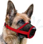 Dog Muzzle, Soft Air Mesh Muzzle for Small Medium Large Dogs Anti Biting Barking Chewing, Breathable Drinkable Adjustable Loop Pets Muzzle for German Shepherd Husky Labrador Retriever (Red,L)