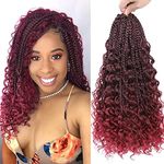 WoWCFyyds 8 Packs Crochet Braids Hair Curly 14 Inch Goddess Box Braids Crochet Hair Bohemian Hippie Braids Extensions with Curly Ends Synthetic Hair Extensions for Braids (1B/bug)