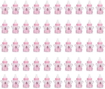 Botella de caramelo Baby Shower, 2 colores 50 piezas Caja de botellas de chocolate y caramelo Baby Shower Favores de fiesta Regalos Decoraciones con osos para niña Decoración de fiesta(Rosado)