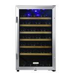 EdgeStar CWF440SZ 20 Inch Wide 44 Bottle Capacity Free Standing Wine Cooler with Reversible Door and LED Lighting