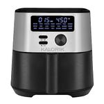 Kalorik MAXX Digital Air Fryer, 4 Quart, 7-in-1 Oilless Air Fryer, Deluxe LED Display + 21 Smart Presets, Includes Recipe Book and 4 Accessories - Stainless Steel