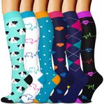 Compression Socks For Men & Women - 3/6 Pairs - Best for Running,Medical,Sports,Flight Travel, Pregnancy - 20-30mmHg (Multicoloured 9, Large/X-Large)