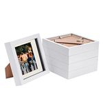 Nicola Spring 5 Piece 6 x 6 3D Shadow Box Photo Frame Set - Craft Display Picture Frame with 4 x 4 Mount - Glass Aperture - White/Ivory