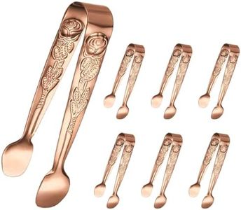 Mini Serving Tongs, 6PCS Small Rose Sugar Cube Tong, Small serving tongs Stainless Steel Ice Tong, 4Inch Rose Gold tongs for Kitchen, Appetizers, Coffee Bar, Salad, Desserts and Charcuterie Board