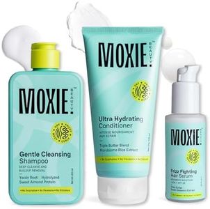 Moxie Beauty Ditch-The-Frizz Trio | Gentle Cleansing Shampoo (200ml), Ultra Hydrating Conditioner (175ml) & Frizz Fighting Hair Serum (50ml)