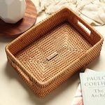 Habere India-All the Cultures Fabricating India Wicker Basket for Storage | Wicker Tray, Wicker Basket Bathroom | Storage Baskets for Wardrobe | Rattan Basket (Medium 33x23x10 CM)