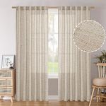 BGment Natural Faux Linen Curtains for Living Room 2 Panels Set, Rod Pocket and Back Tab Privacy Light Filtering Thick Linen Window Curtains for Bedroom, Each W132cm x D213cm, Natural