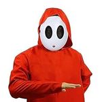 White Shy Guy Mask, Game Mask Costume with Belt for Christmas Cosplay Outfits, Costume Prop Accessories(Boy)