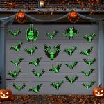 23Pcs Halloween Garage Door Decorations Magnets Glow in The Dark Black Bats Garage Door Magnets Luminous Bat Refrigerator Magnetic Stickers for Halloween Party Garage Door Fridge Car Decor