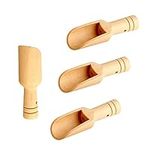 4 Pcs Mini Wooden Salt & Spice Scoops Set, 7.4cm Natural Wood Spoons for Kitchen, Bath Salts, Powder, Tea & More, Eco-Friendly and Easy to Clean