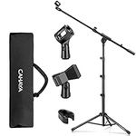 CAHAYA 2 in 1 Microphone Stand Foldable Tripod Boom Mic Stands with with 2 Mic Clip Holders for Performance Singing Speech Wedding Stage and Outdoor CY0239