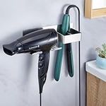 XILIMEN Hair Dryer Holder Wall Mounted, Hair Dryer And Straightener Holder, Stainless Steel Hairdryer Holder Station, Self Adhesive Hair Tools Organiser for Bathroom Barber Shops