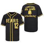 Movie Baseball Bad News Bears #3 Kelly Leak #12 Tanner Boyle 1976 Chico’s Bail Bonds Jersey for Men S-XXXL, #12 Black, Small