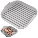 Bacon Cooker for Microwave Oven Food-Grade Silicone Microwave Bacon Tray Non Stick Bacon Tray with Grooves Dishwasher Safe Easy Bacon Maker 9.8x9.8x2 Inch Grey