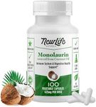 NewLife Naturals Monolaurin Dietary Supplement: 625mg Lauric Acid Sourced from Raw Coconut Oils - Immune System and Digestive Health Support 100 Vegetarian Capsules