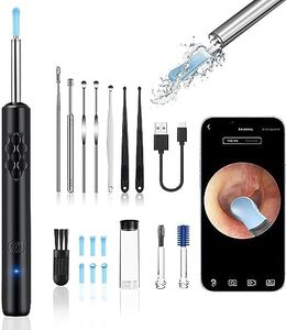 Ear Wax Cleaner Earwax Removal Kit with Camera (1080P), Wifi Ear Cleaning Kit with Spiral Ear Wax Remover, Ear Camera Wireless Otoscope with Light for iPhone & Android