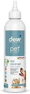 Dew Pet Ear Care 250ml: 100% Natural Dog Ear Cleaner Solution | Antibacterial Drops for Treatment of Dogs & Cat Ear Itching, Wax, Odour & Dirt | Fast Acting Aural Wash Prevents Infection