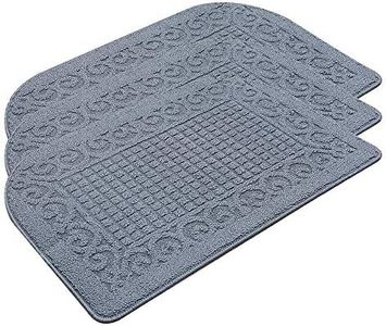 COSY HOMEER 32X20 Inch Anti Fatigue Kitchen Rug Mats are Made of 100% Polypropylene Half Round Rug Cushion Specialized in Anti Slippery and Machine Washable (Grey 3pcs)