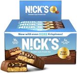 Nick's Protein Bars Crispy Nougat | 16g protein | 210 calories | Low Carb Keto Friendly Snacks No Added Sugar (Multipack 12 bars x 50g)