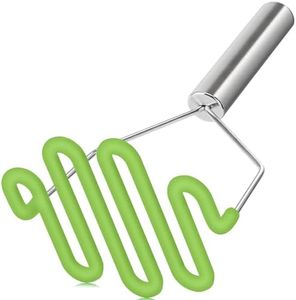Urbanstrive Non-Scratch Silicone Potato Masher Kitchen Tool, Potatoes Masher Potato Masher Stainless Steel Wrapped In Premium Silicone, Potato Smasher, Green